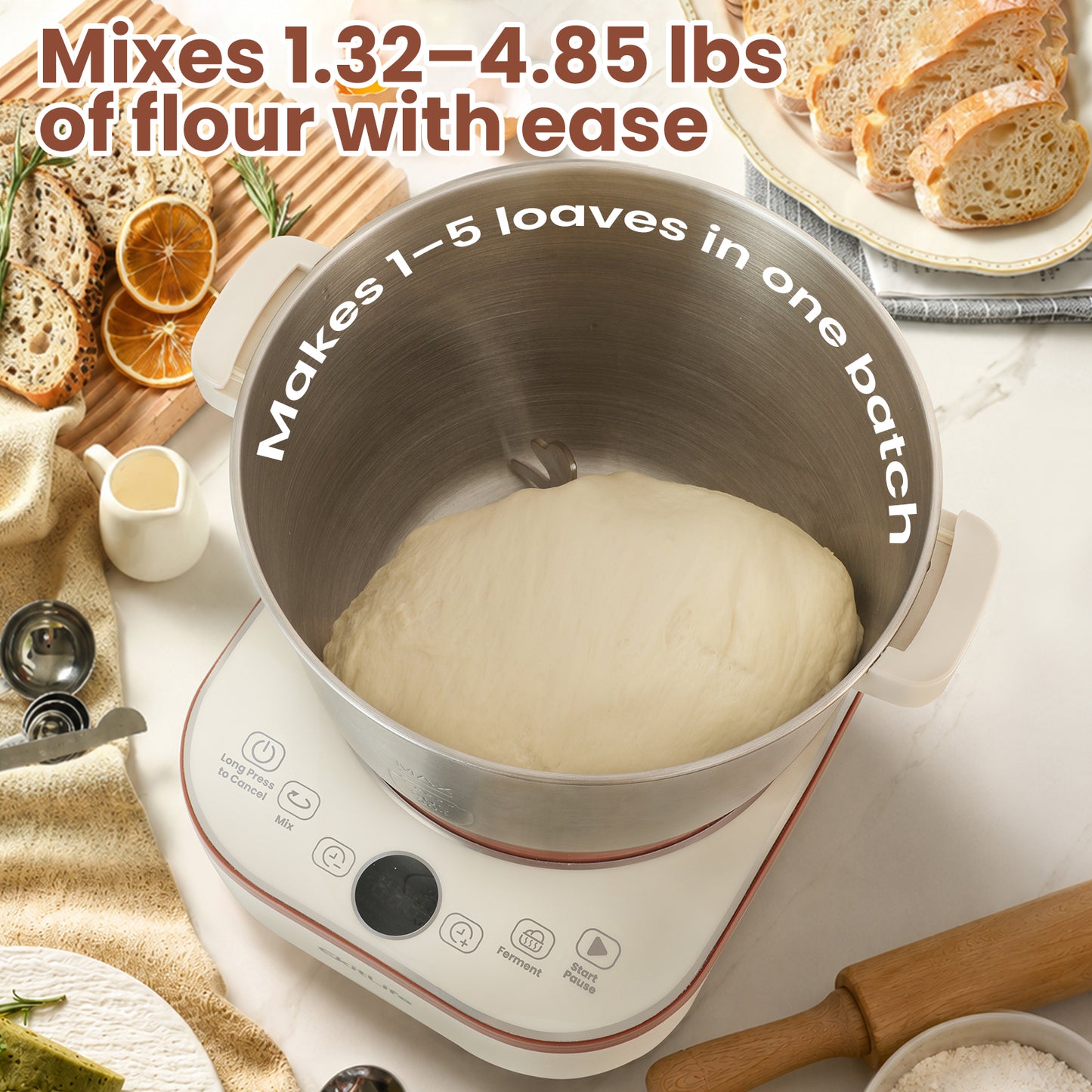 EkitLife 7.4Qt Dough Maker – 2-in-1 Kneading & Fermentation Mixer