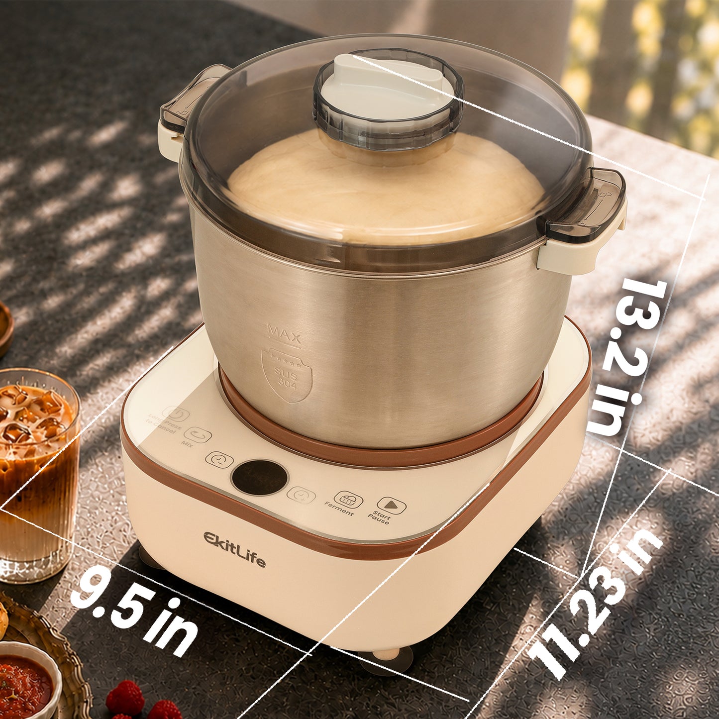 EkitLife 7.4Qt Dough Maker – 2-in-1 Kneading & Fermentation Mixer