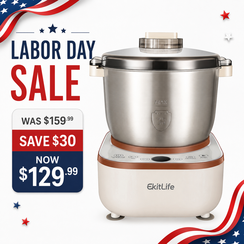 EkitLife Electric Dough Maker - 7.4Qt 2-in-1 Kneading & Fermentation Mixer